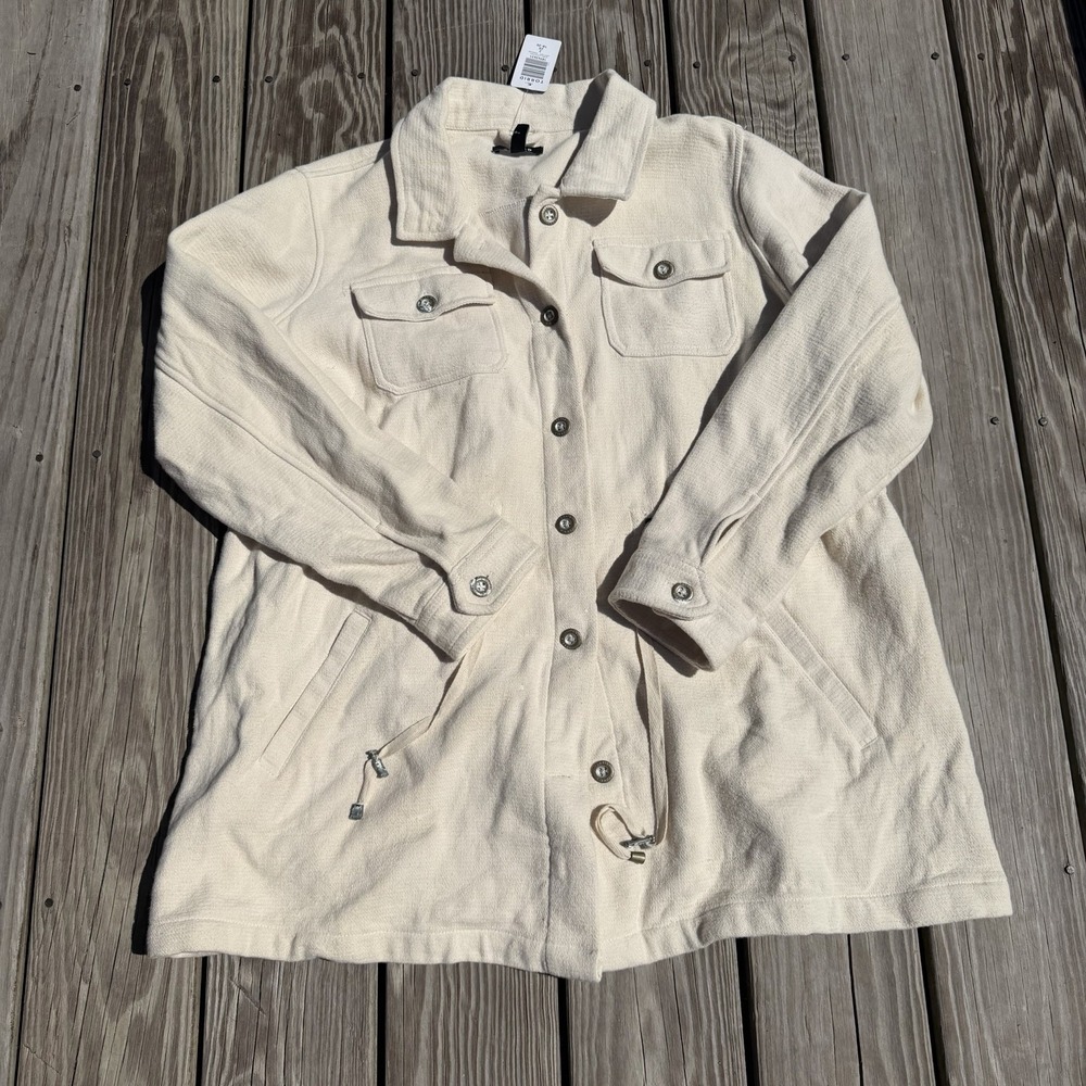 Torrid Shacket Womens 2X 18-20 Cream Cotton Utility Jacket Drawstring NWT Flaw